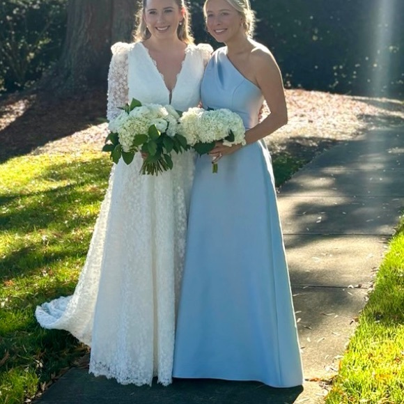 Alfred Sung Bridesmaid Dress in Mist, Size 4 - Picture 3 of 8